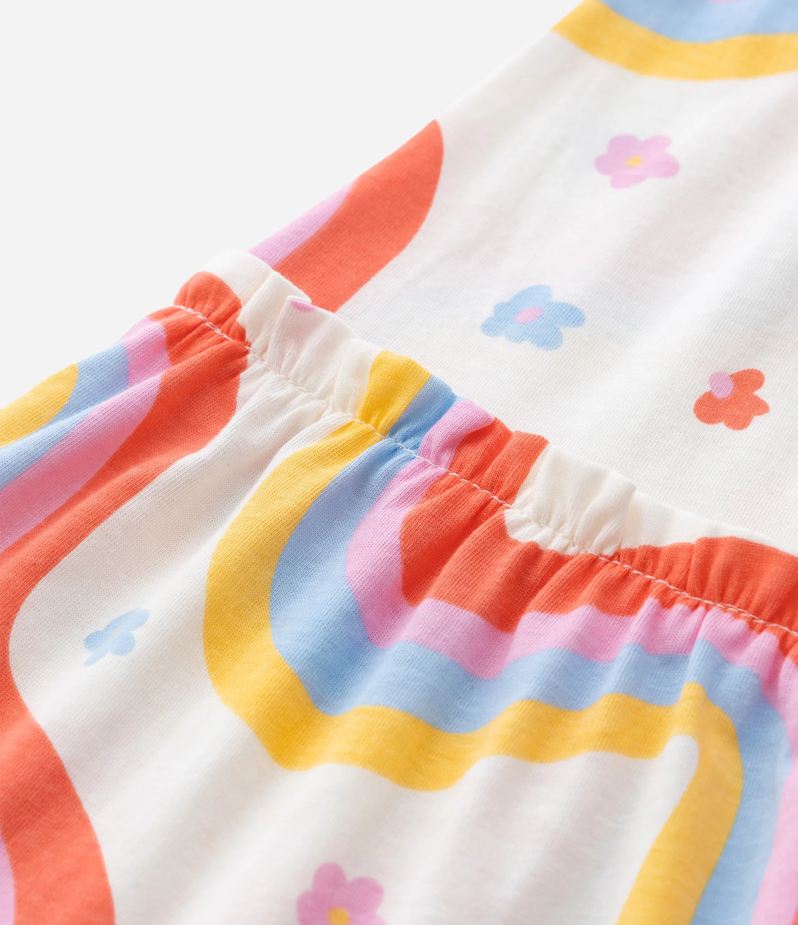 Vestido Infantil em Algodão com Estampa de Arco Íris - Tam 1 a 6 Anos Creme 4