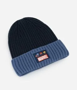Gorro Infantil em Efeito Tricô com Patch Marvel Mini Heróis – Tam U