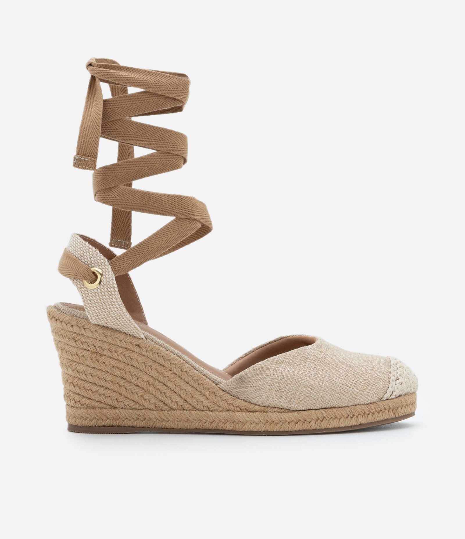 Sapato Espadrille com Amarração Ondulada Bege 1
