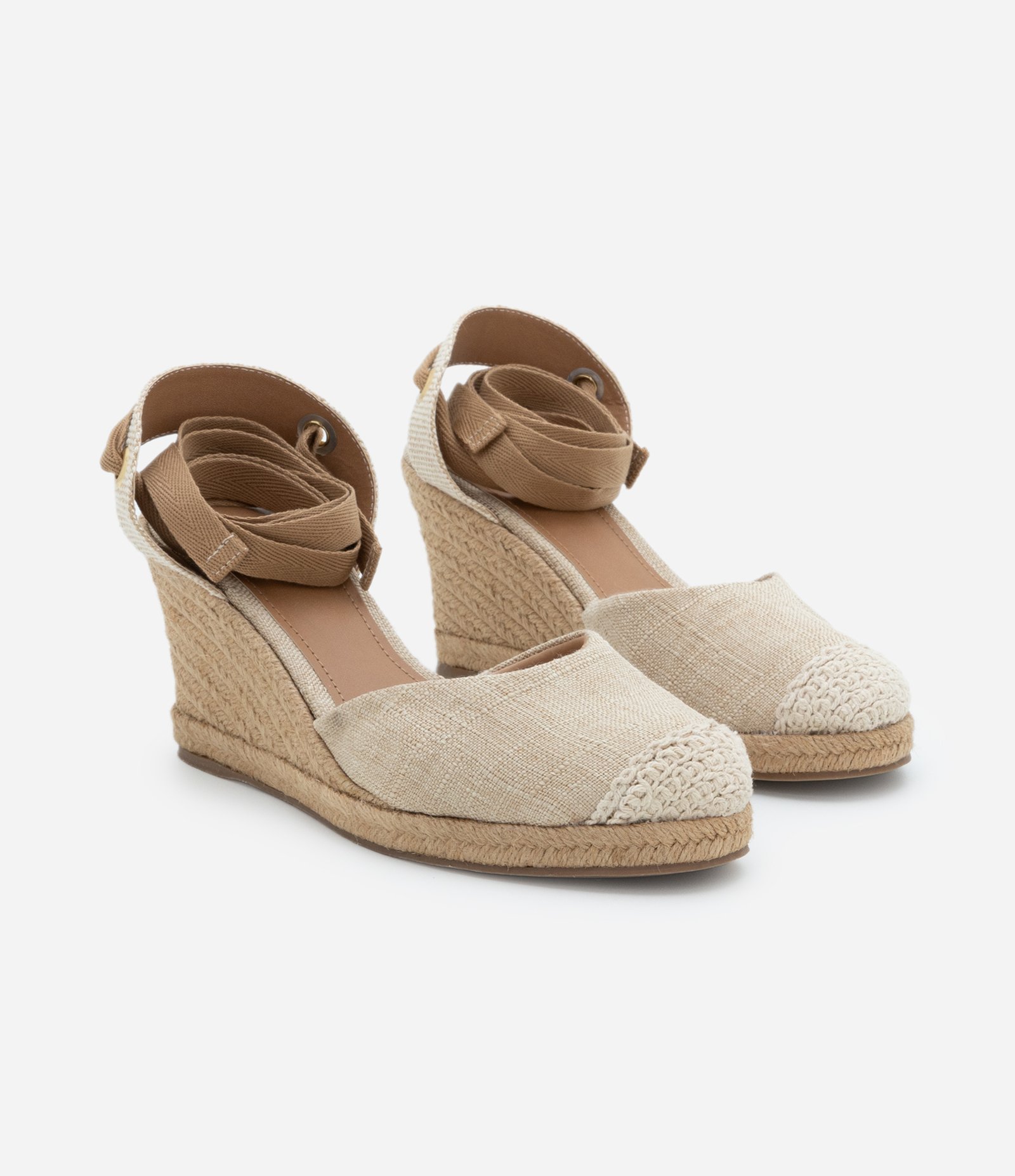 Sapato Espadrille com Amarração Ondulada Bege 2