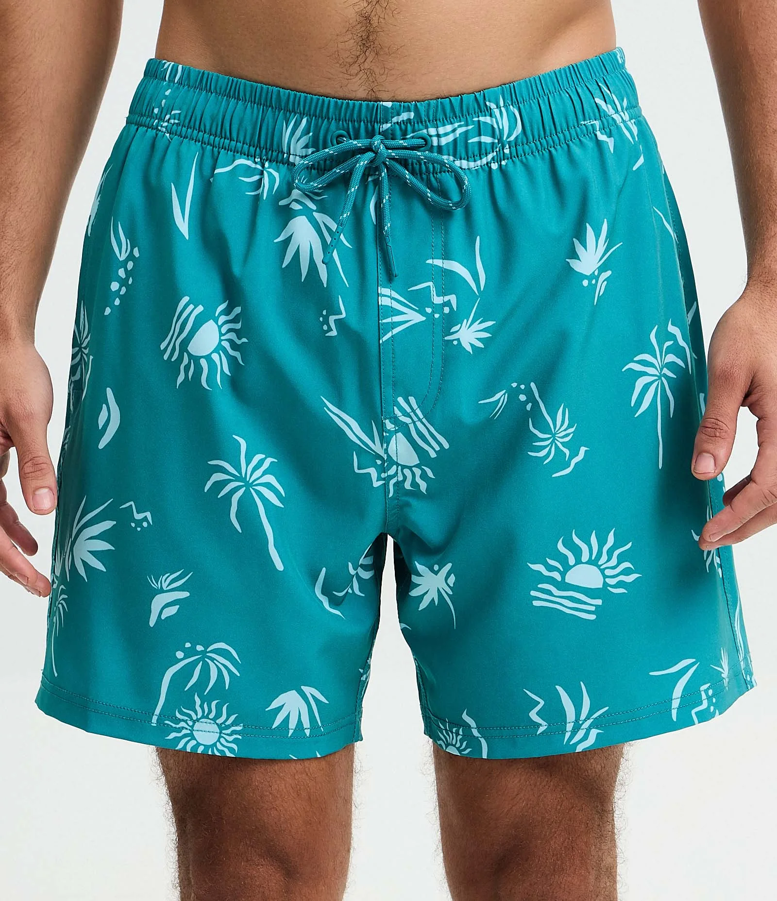 Bermuda de Banho em Microfibra com Estampa Coqueiros Verde 2