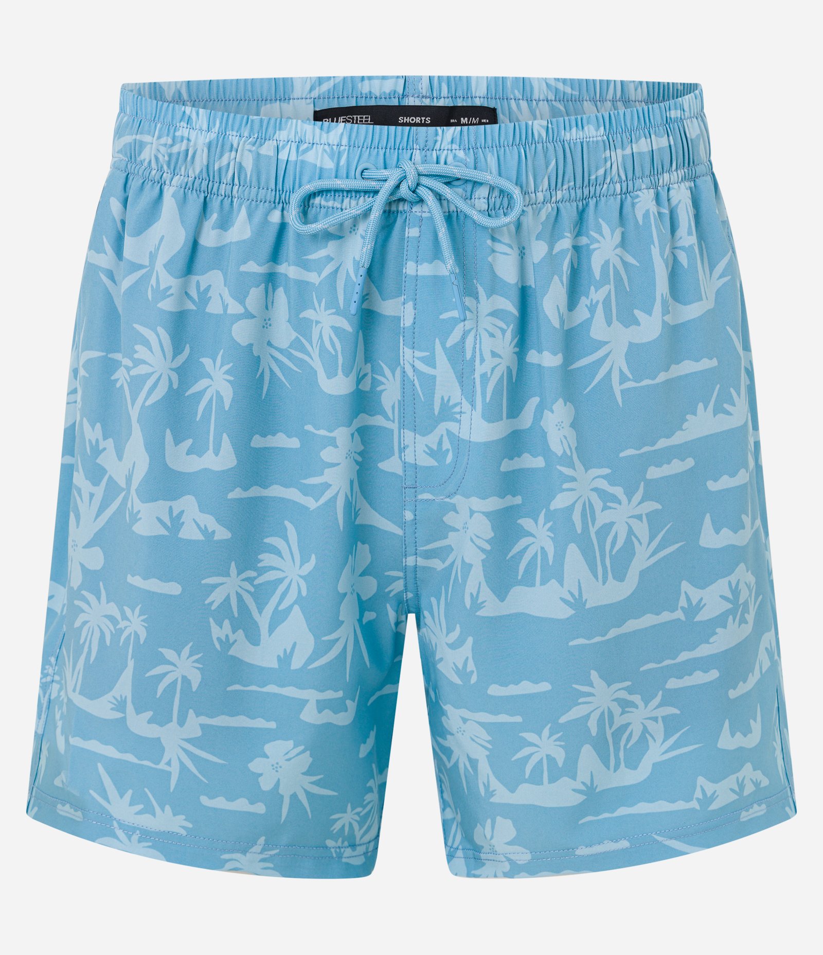 Bermuda de Banho em Microfibra com Estampa de Coqueiros Azul 4