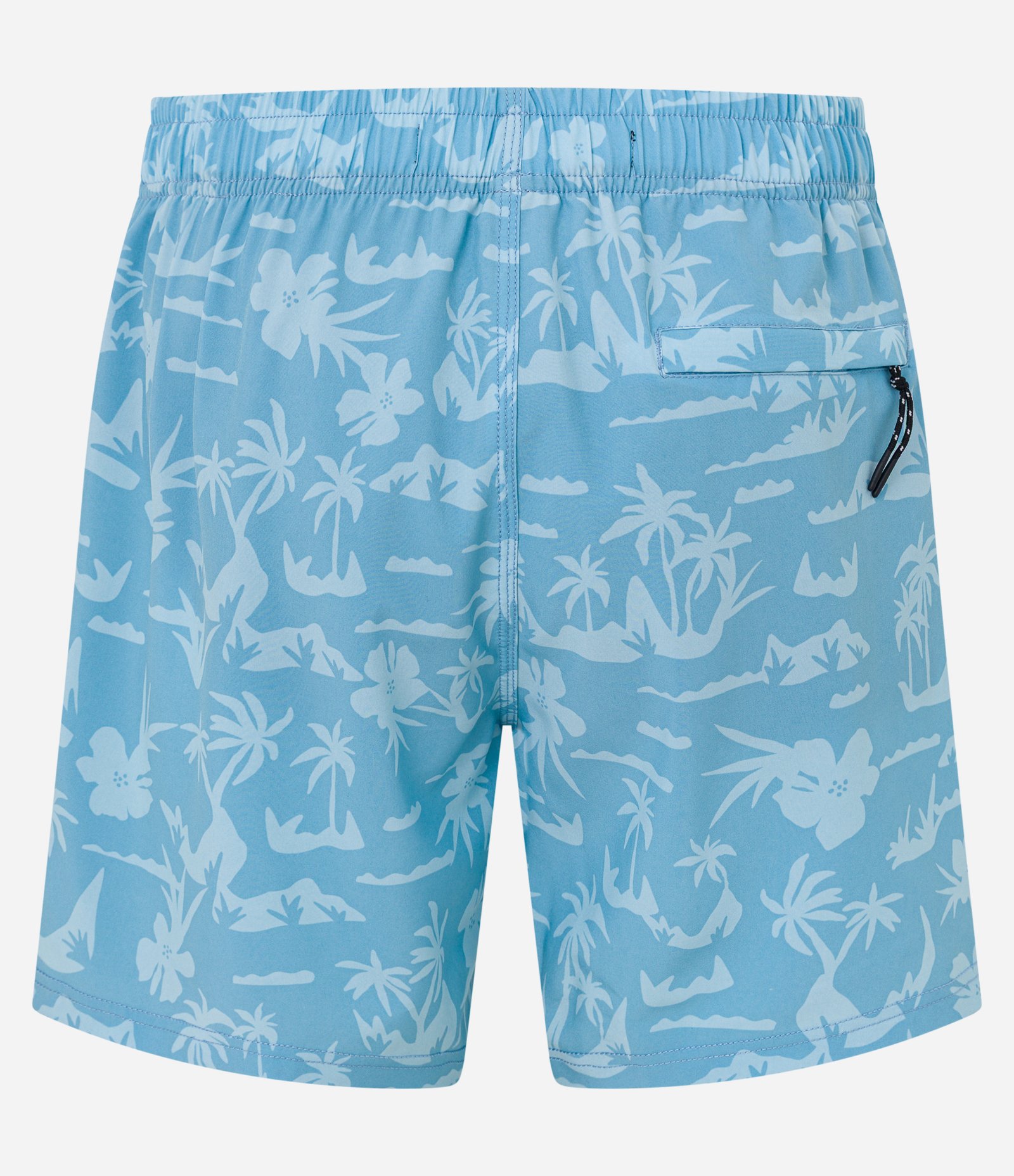 Bermuda de Banho em Microfibra com Estampa de Coqueiros Azul 5