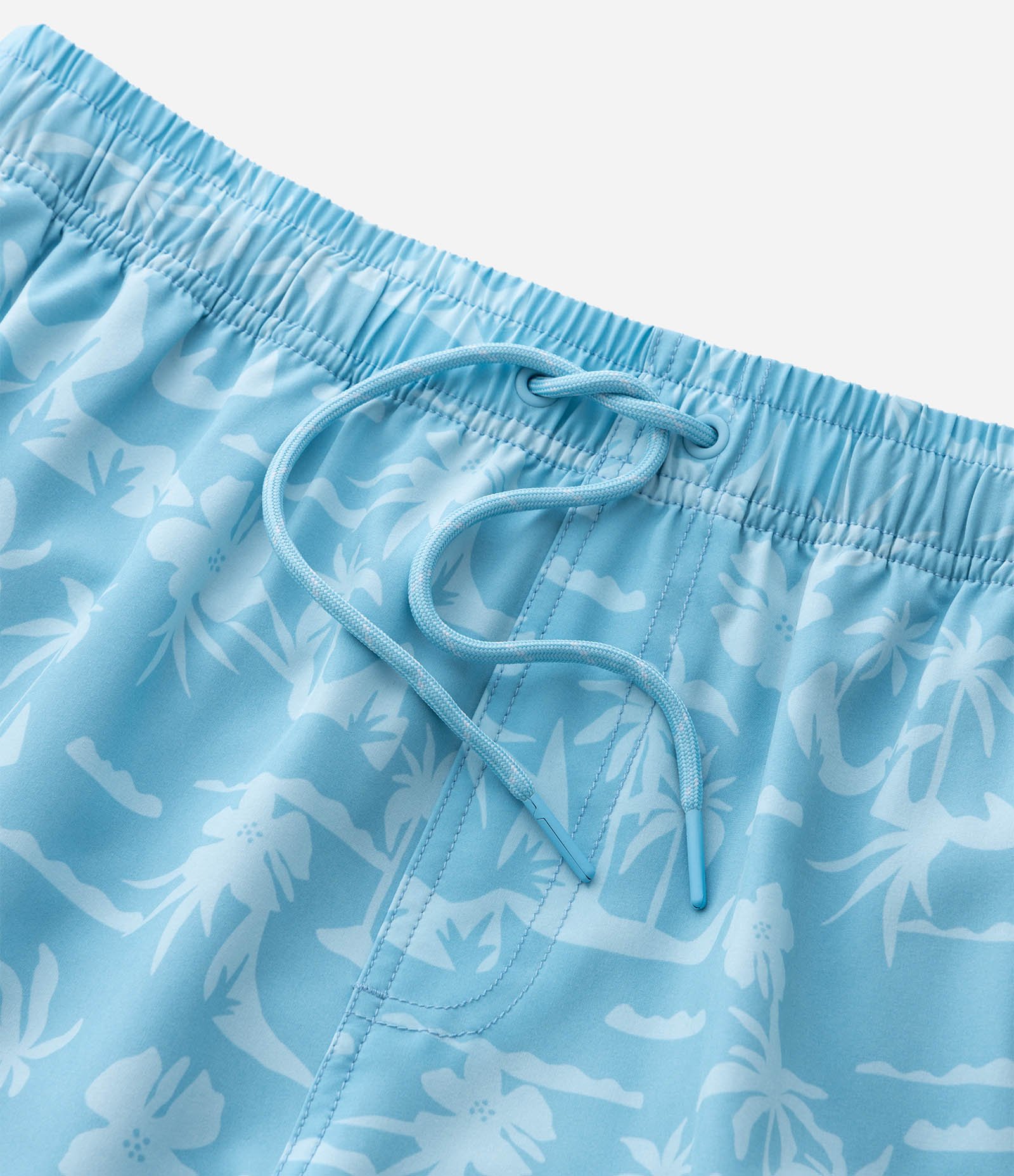 Bermuda de Banho em Microfibra com Estampa de Coqueiros Azul 6