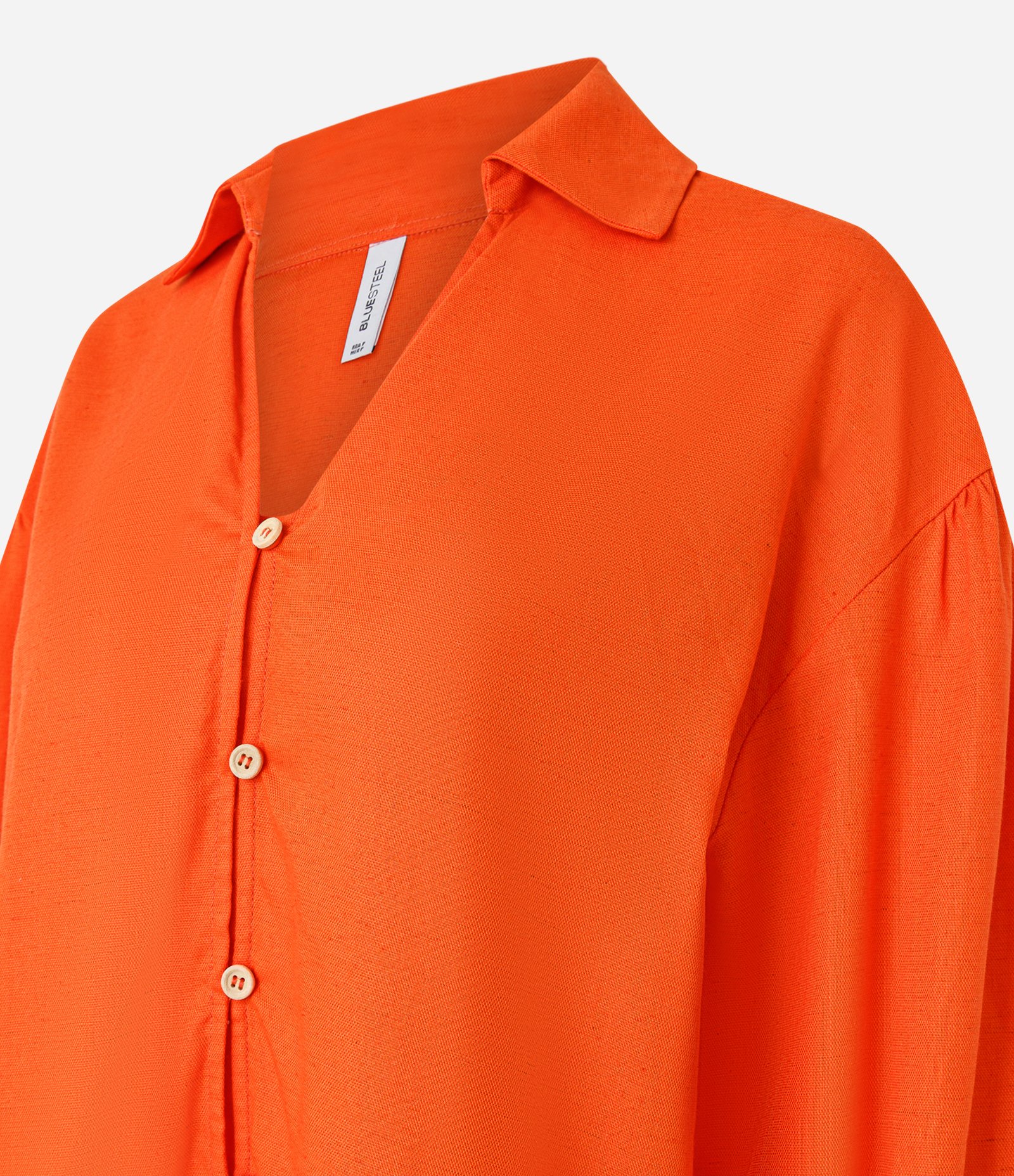 Camisa Oversized Alongada em Viscolinho Laranja 5