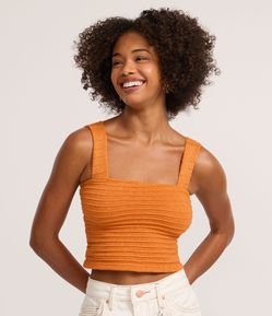 Blusa Cropped em Tricô com Brilhos e Texturizada
