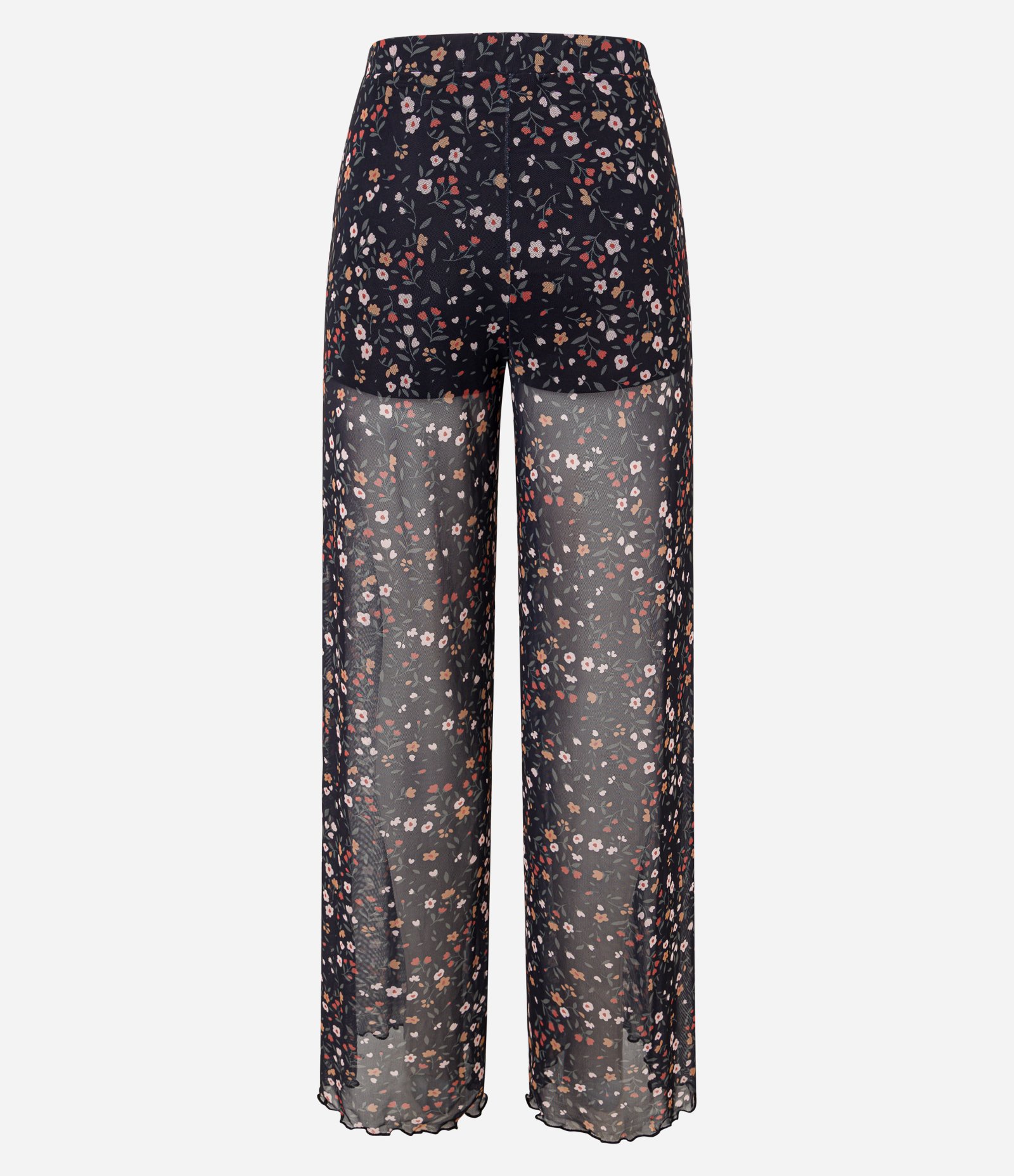 Calça Reta em Tule com Estampa Floral Preto 6