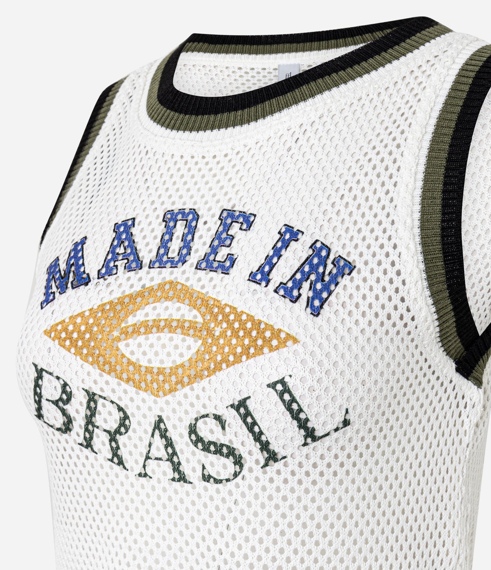 Blusa Regata Cropped em Tricô Telinha Made In Brasil Branco 6