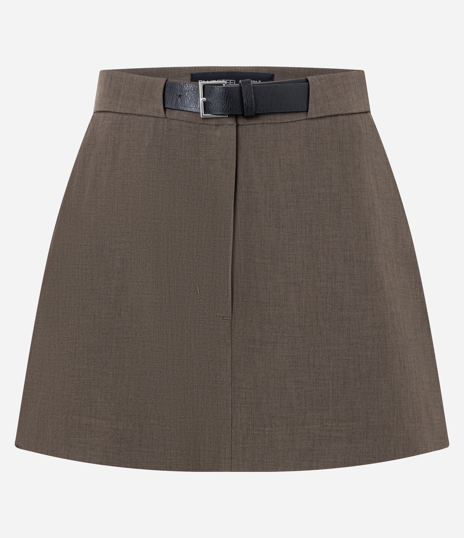 Short Saia Reto com Cinto e Alfaiatado Marrom 5
