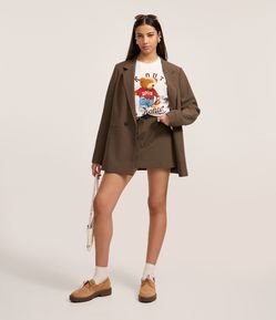 Short Saia Reto com Cinto e Alfaiatado