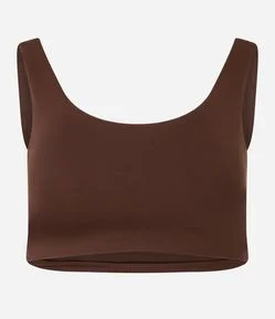 Top Esportivo em Poliamida com Decote Redondo e sem Bojo