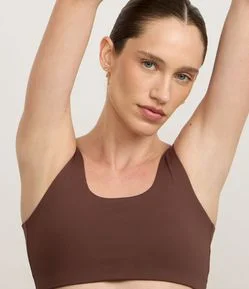 Top Esportivo em Poliamida com Decote Redondo e sem Bojo