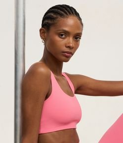 Top Esportivo em Poliamida com Decote Redondo e sem Bojo