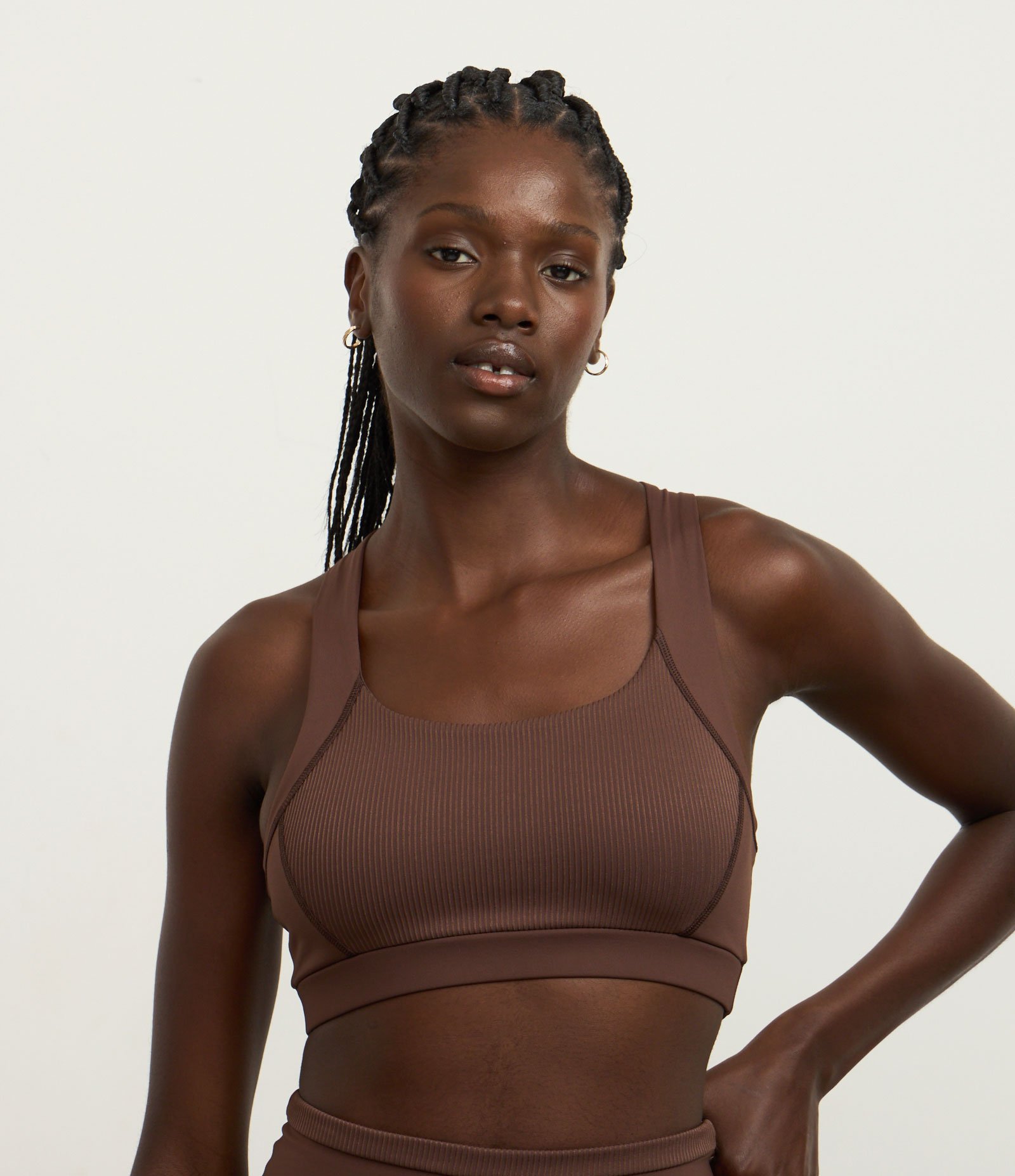 Top Nadador Esportivo com Bojo Canelado Marrom 1