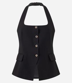 Colete Frente Única Alfaiataria com Decote Quadrado