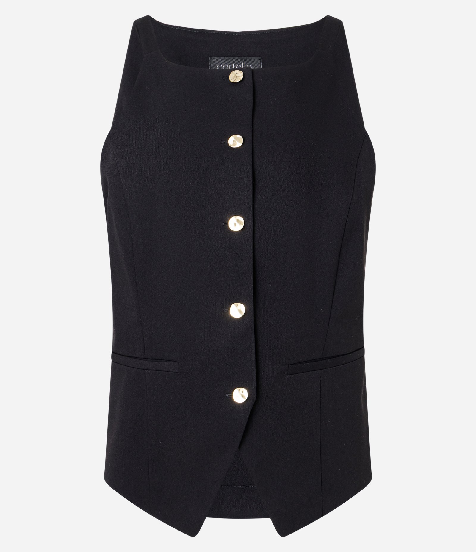 Colete Alfaiatado com Amarração nas Costas e Botões Contrastantes Preto 6