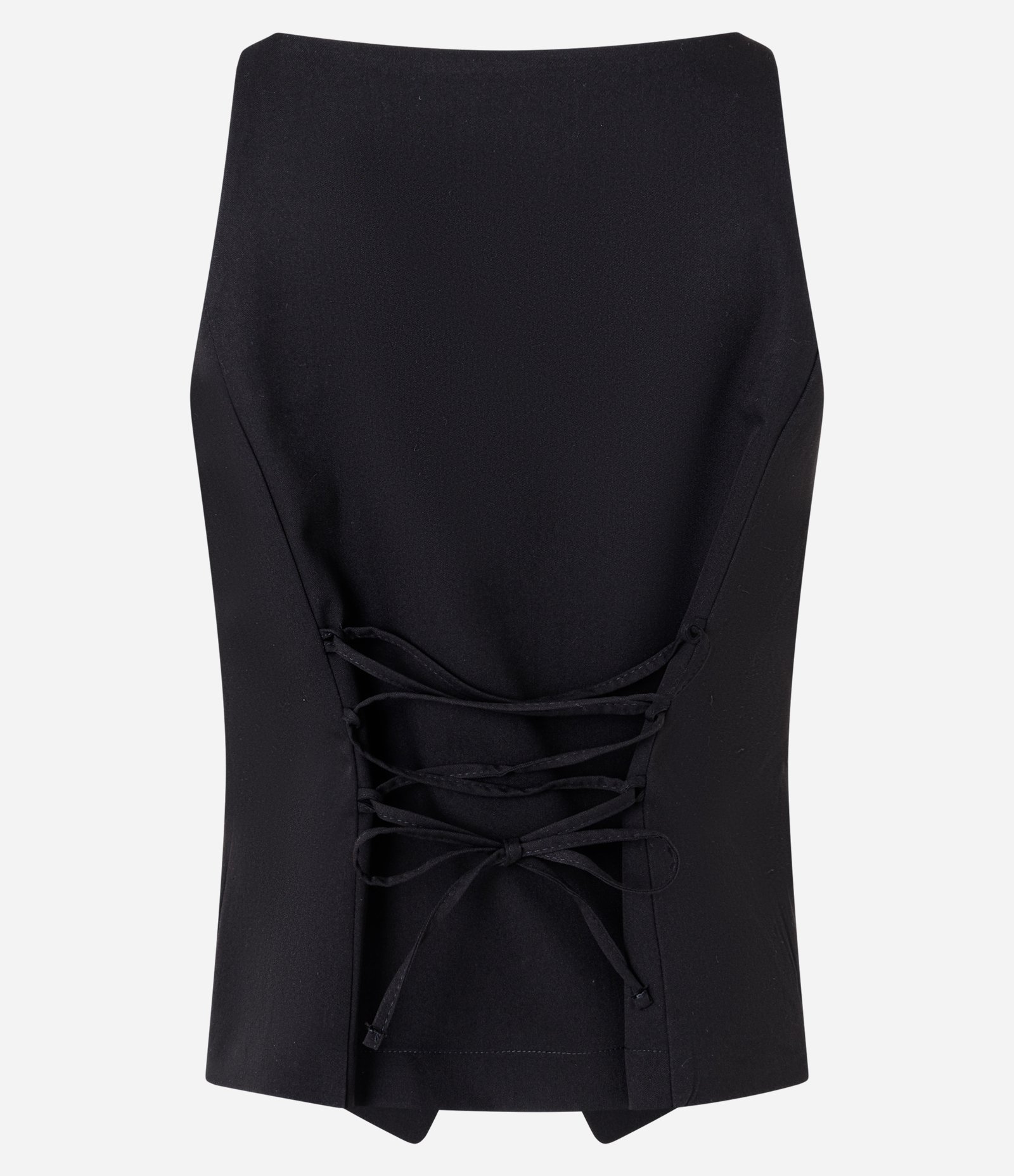 Colete Alfaiatado com Amarração nas Costas e Botões Contrastantes Preto 7