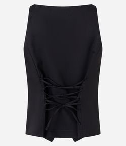 Colete Alfaiatado com Amarração nas Costas e Botões Contrastantes