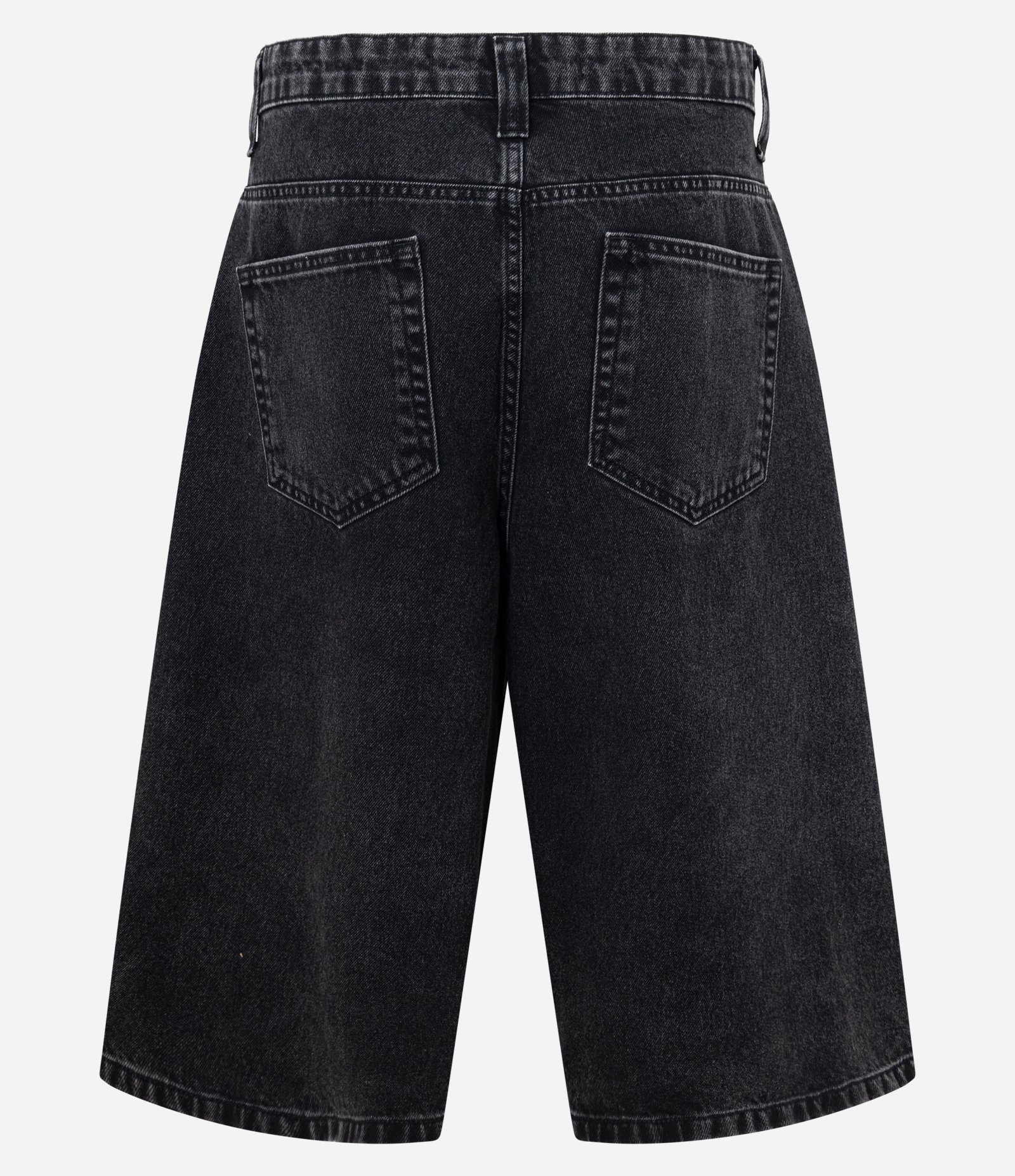 Bermuda Mega Baggy em Jeans com Argola no Cós e Efeito Marmorizado Preto 2