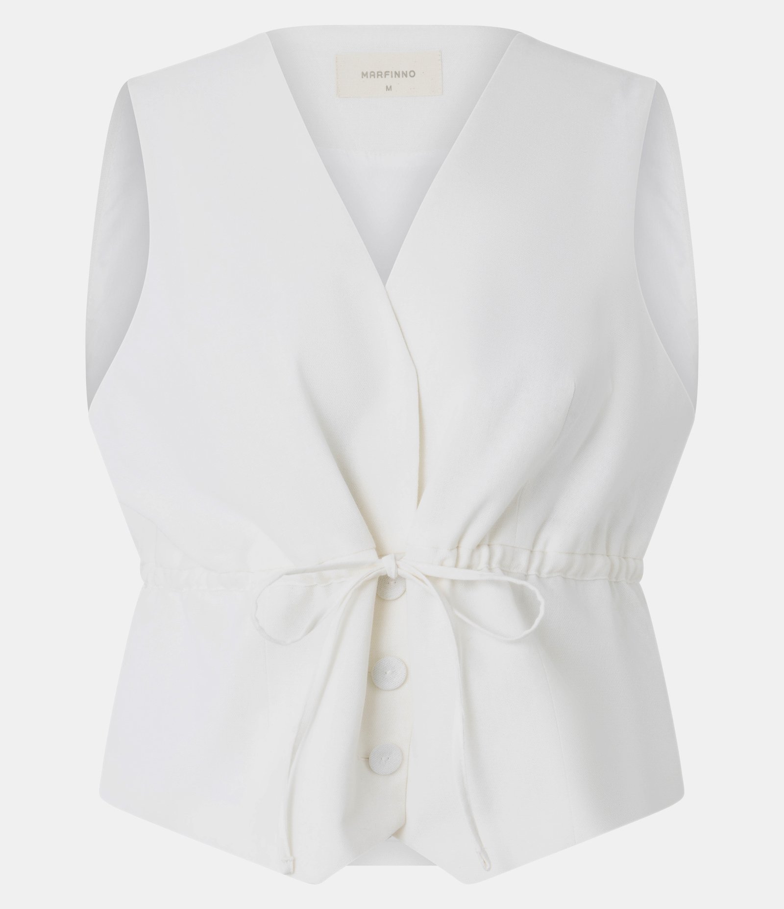 Colete em Viscolinho com Amarração na Cintura Branco 5