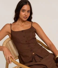 Colete em Viscolinho com Alças Finas