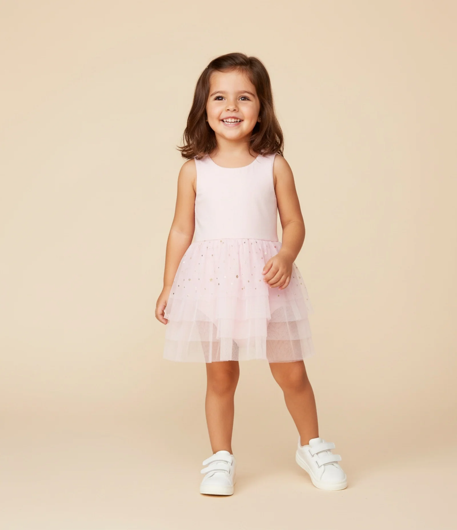 Vestido Infantil Sem Manga com Saia de Tule Bailarina – Tam 1 a 5/6 Anos Rosa 1