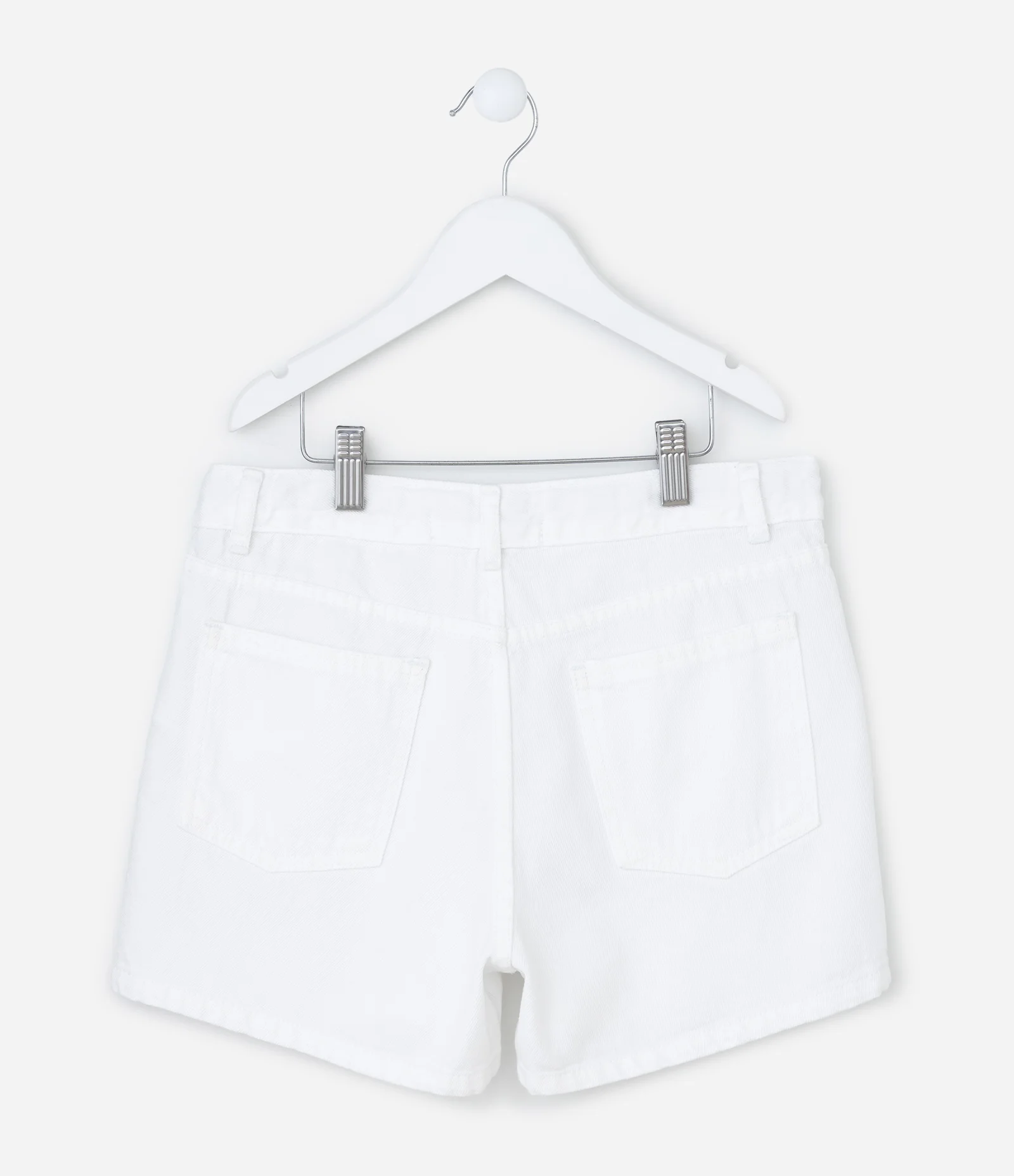 Short Infantil Regular em Jeans com Bordado de Estrelas - Tam 5 a 14 Anos Branco 2