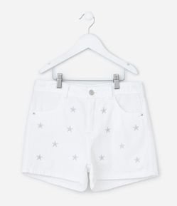 Short Infantil Regular em Jeans com Bordado de Estrelas - Tam 5 a 14 Anos