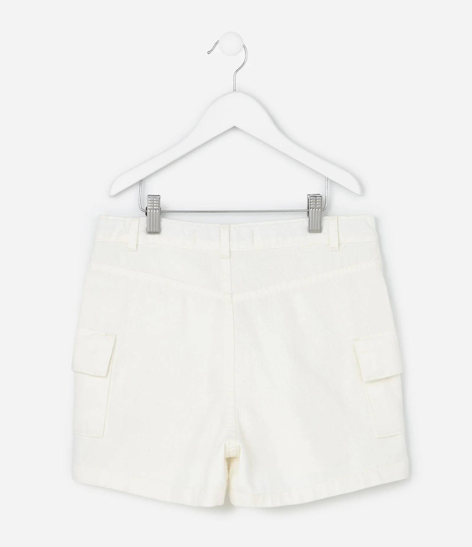 Short Saia Infantil em Sarja com Bolso Cargo - Tam 5 a 14 Anos Off White 2