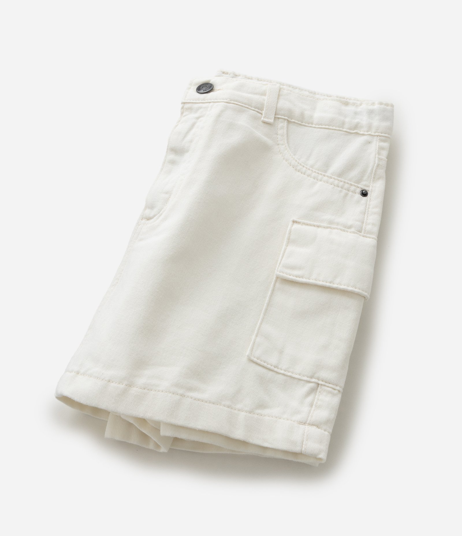 Short Saia Infantil em Sarja com Bolso Cargo - Tam 5 a 14 Anos Off White 7
