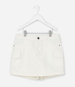 Short Saia Infantil em Sarja com Bolso Cargo - Tam 5 a 14 Anos
