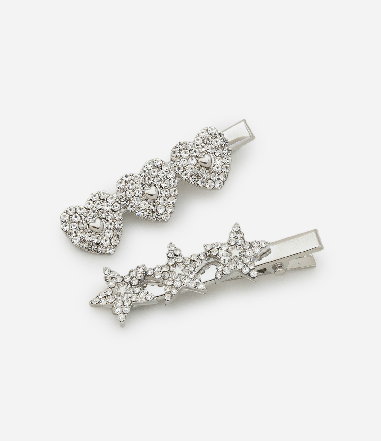 Kit 03 Presilhas de Cabelo Infantil com Detalhes de Strass e Laço de Broderie Branco/Prata 3