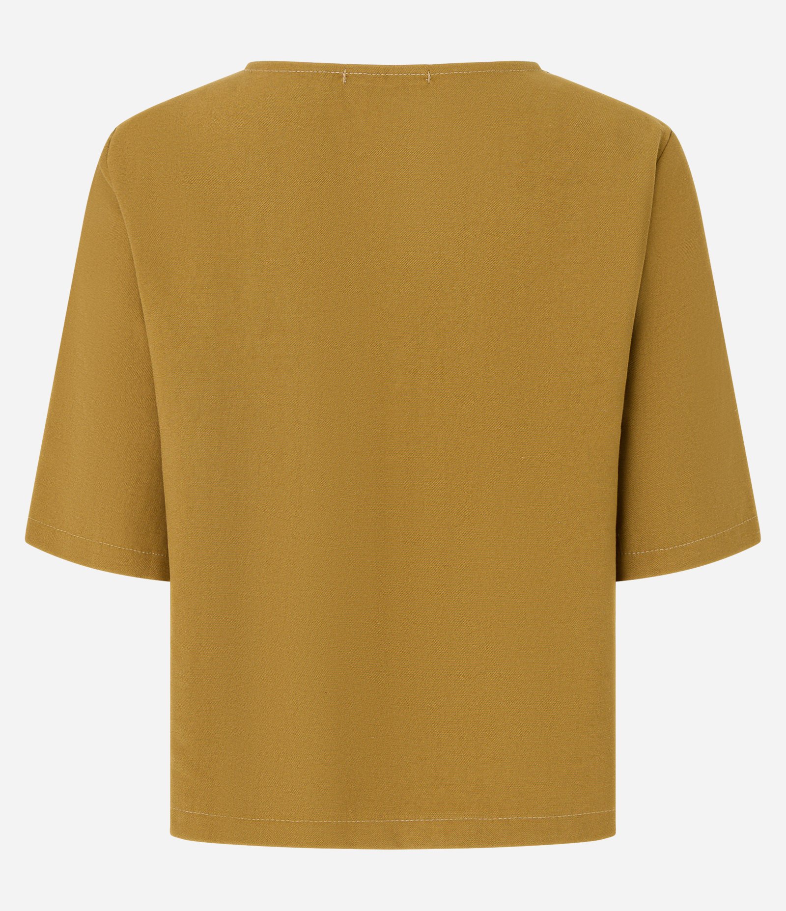 Blusa Alfaiatada em Crepe com Cava Raglan Contrastante Mostarda 2