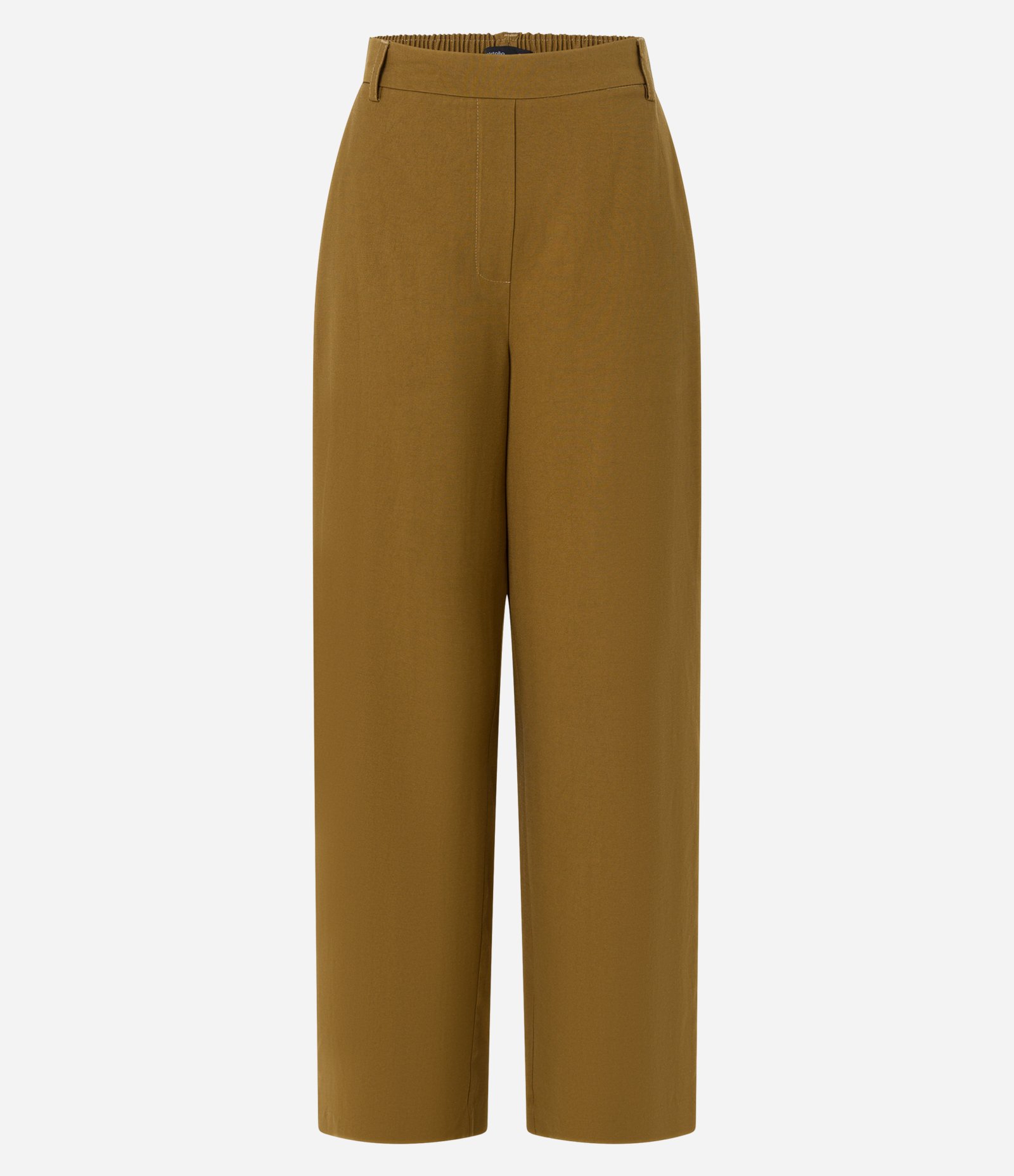 Calça Wide Leg Alfaiatada em Viscose com Listras Contrastantes Terroso 5