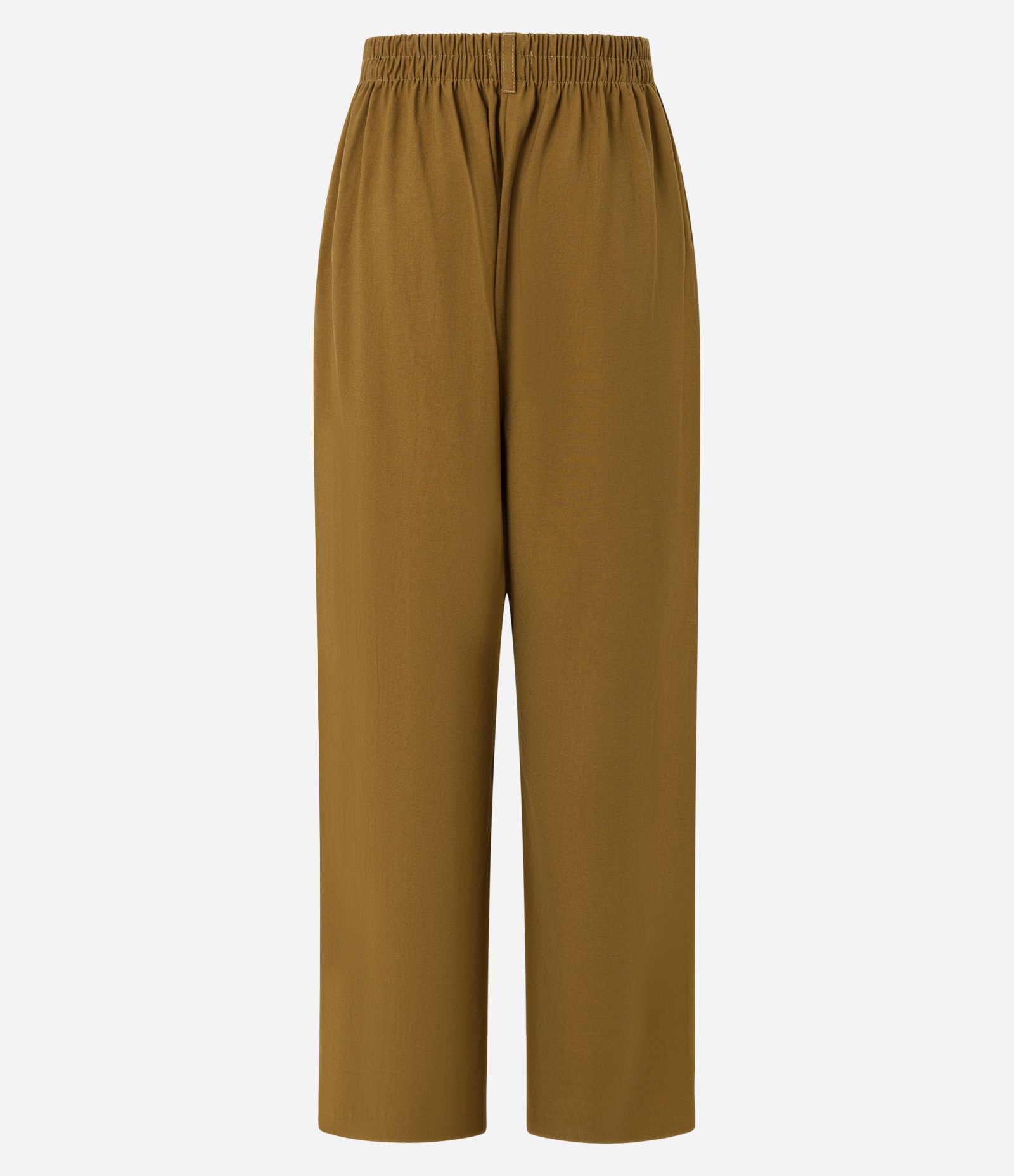 Calça Wide Leg Alfaiatada em Viscose com Listras Contrastantes Terroso 6