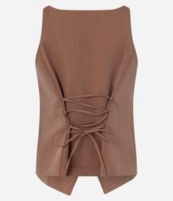 Colete Alfaiatado com Amarração nas Costas e Botões Contrastantes