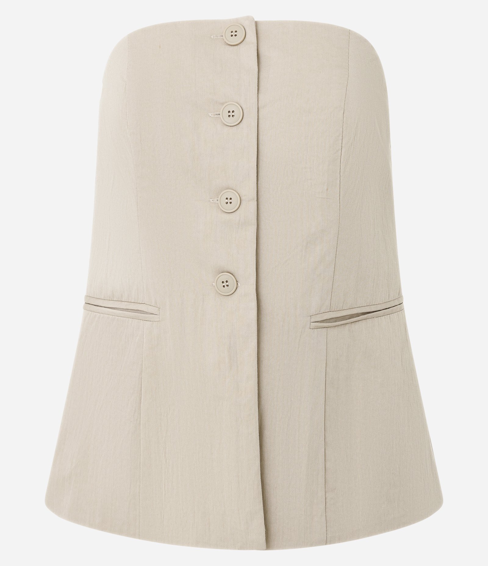 Colete Alfaiatado Sem Alças e com Elástico nas Costas Bege 4