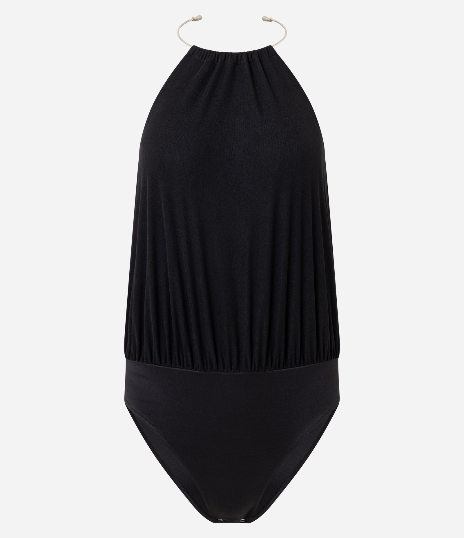 Body Frente Única em Microfibra com Tule e Aviamento Colar Preto 5