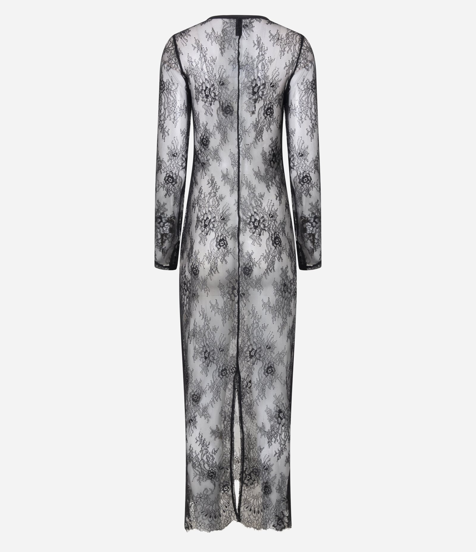 Vestido New Midi em Renda com Manga Longa Cinza 3