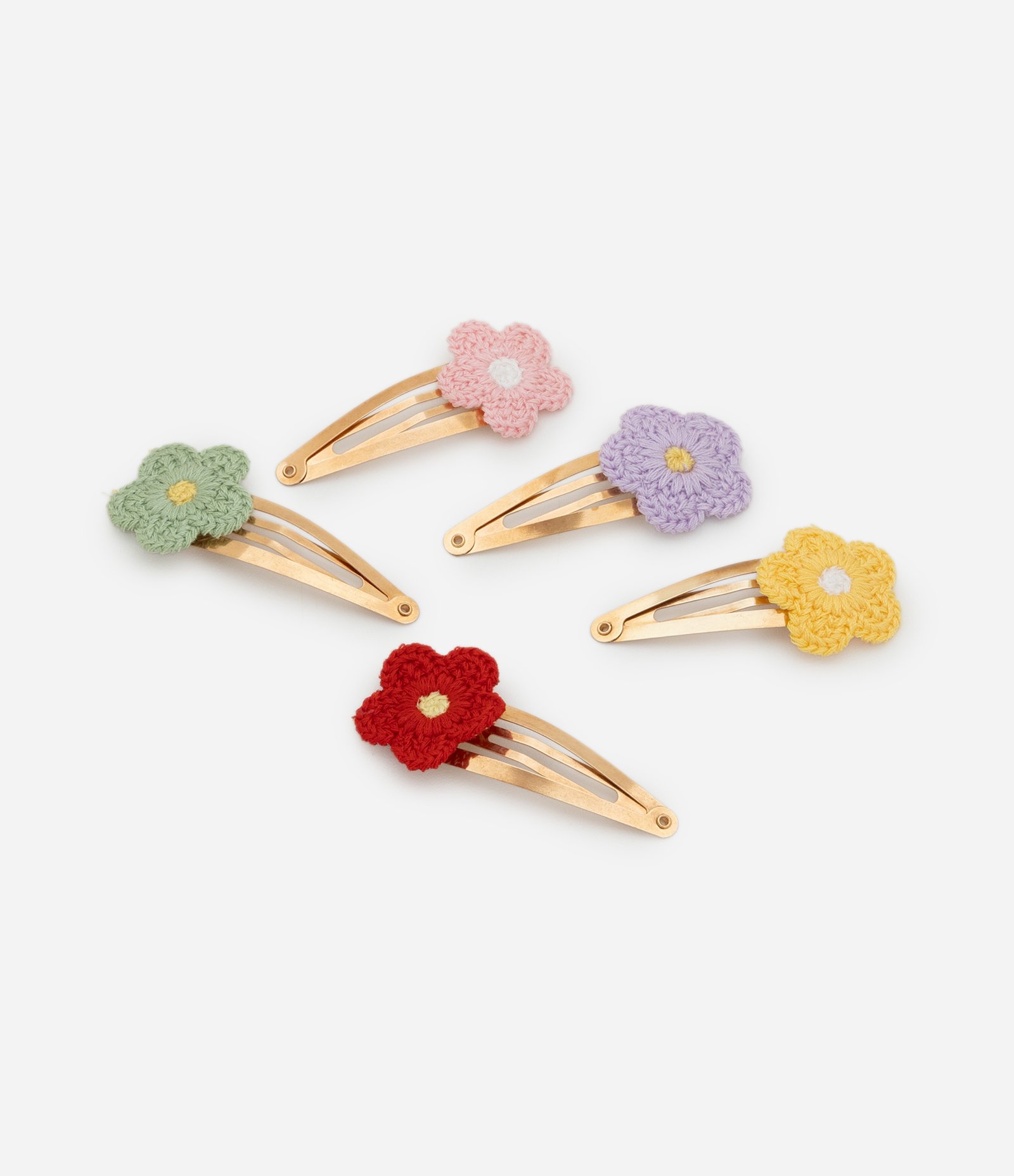 KiKit 05 Presilhas de Cabelo Infantil com Flores de Crochê - Tam Único Multicores 1