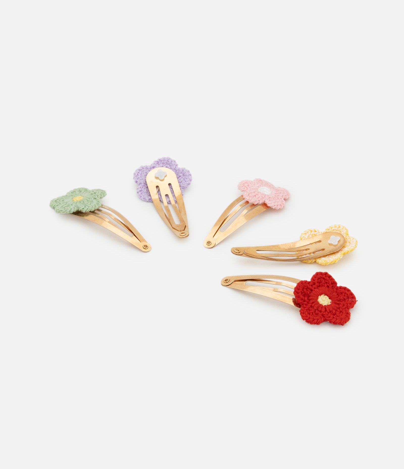 KiKit 05 Presilhas de Cabelo Infantil com Flores de Crochê - Tam Único Multicores 2