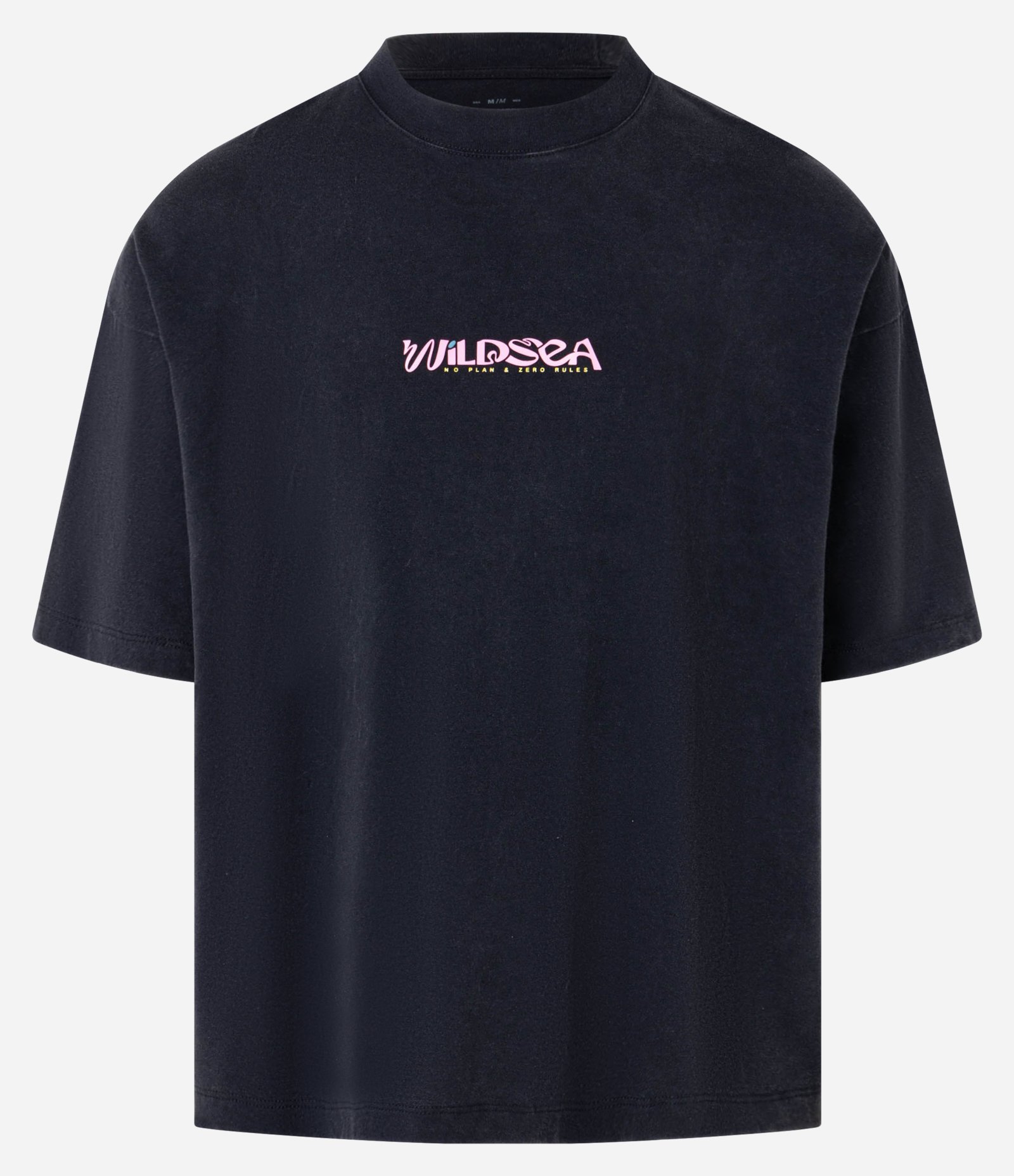 Camiseta Oversized em Algodão com Estampa Lettering Wild Sea Marmorizada Preto 4