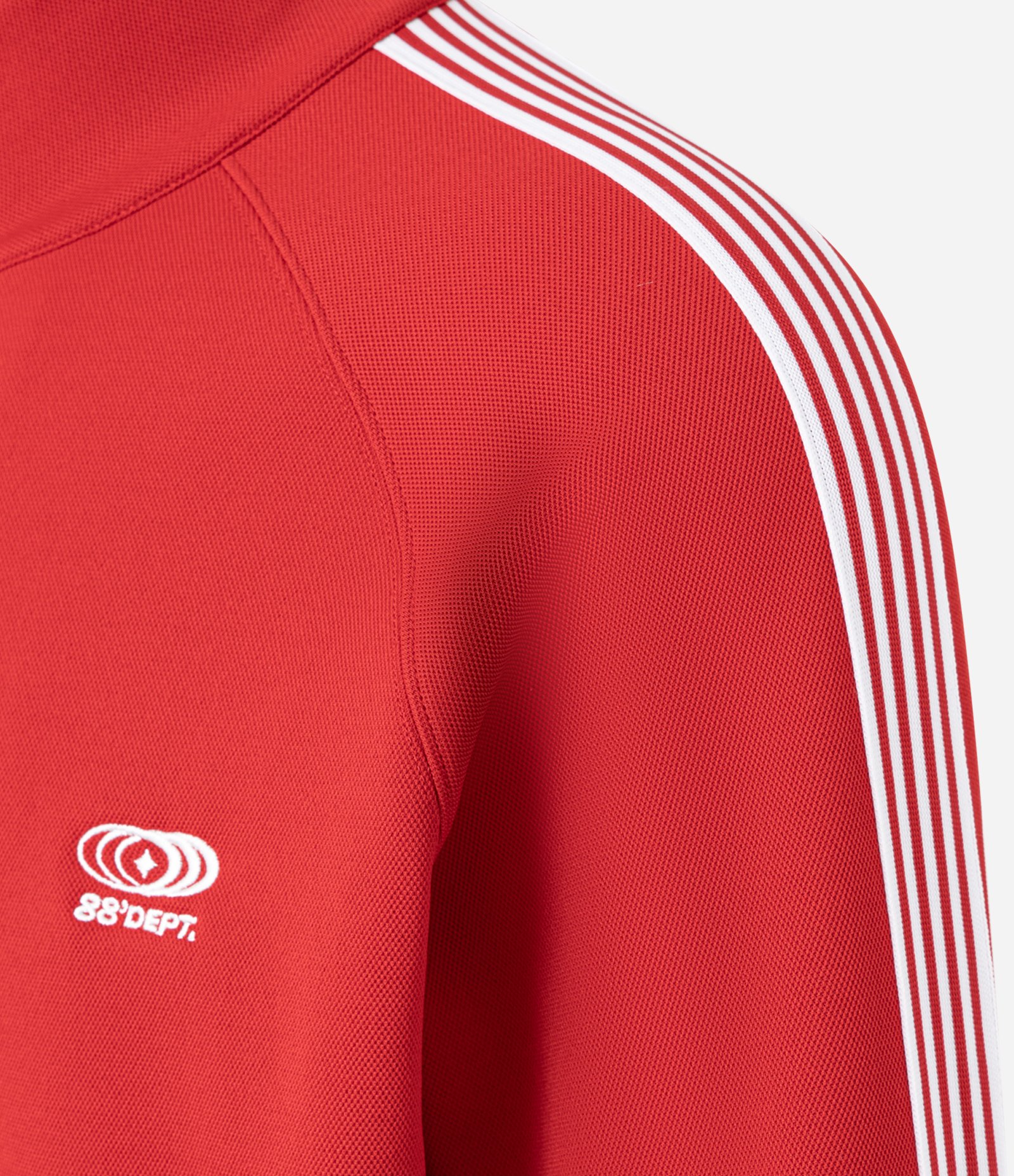 Casaco em Helanca com Bordado Localizado e Listras Contrastantes Vermelho 10