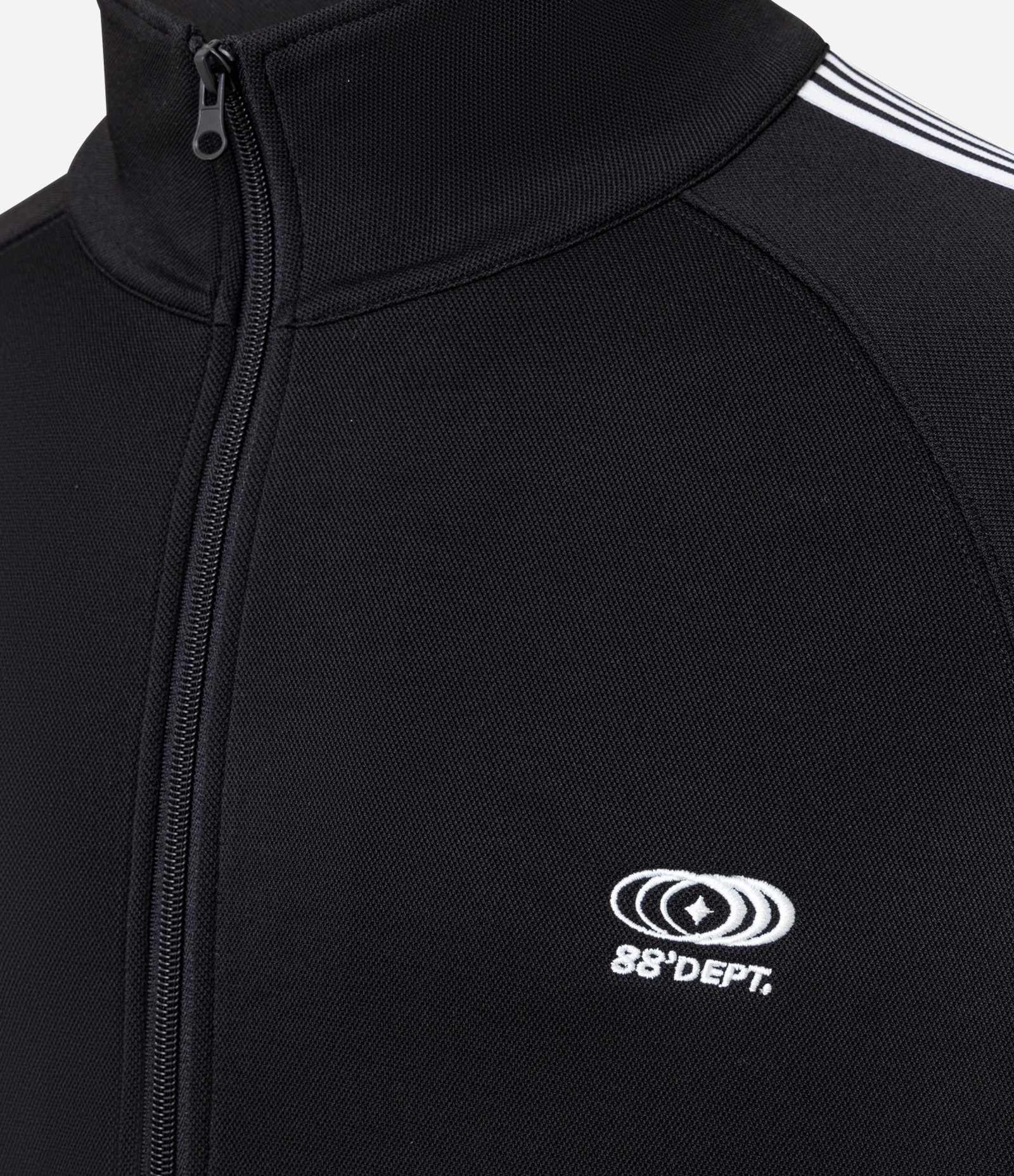 Casaco em Helanca com Bordado Localizado e Listras Contrastantes Preto 4