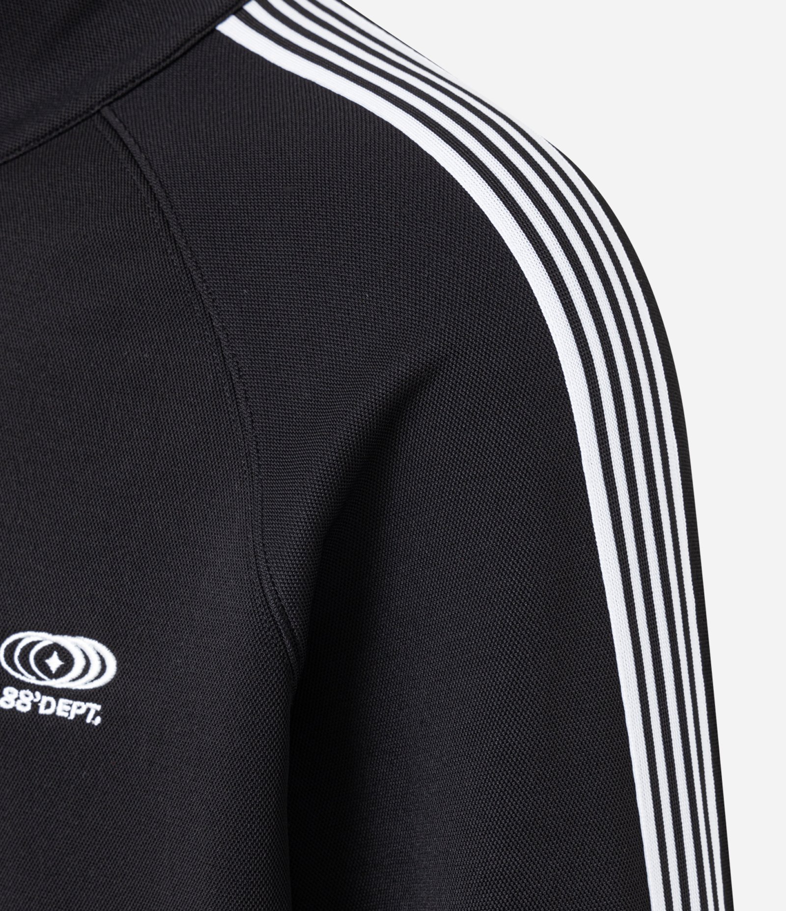 Casaco em Helanca com Bordado Localizado e Listras Contrastantes Preto 8