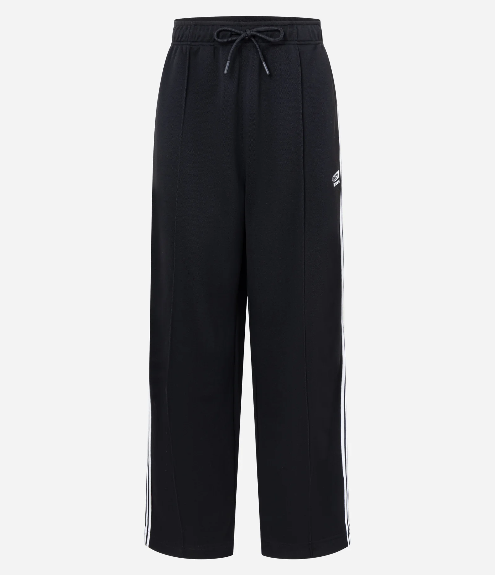 Calça Esportiva em Helanca com Listras Laterais e Estampa Localizada Preto 1