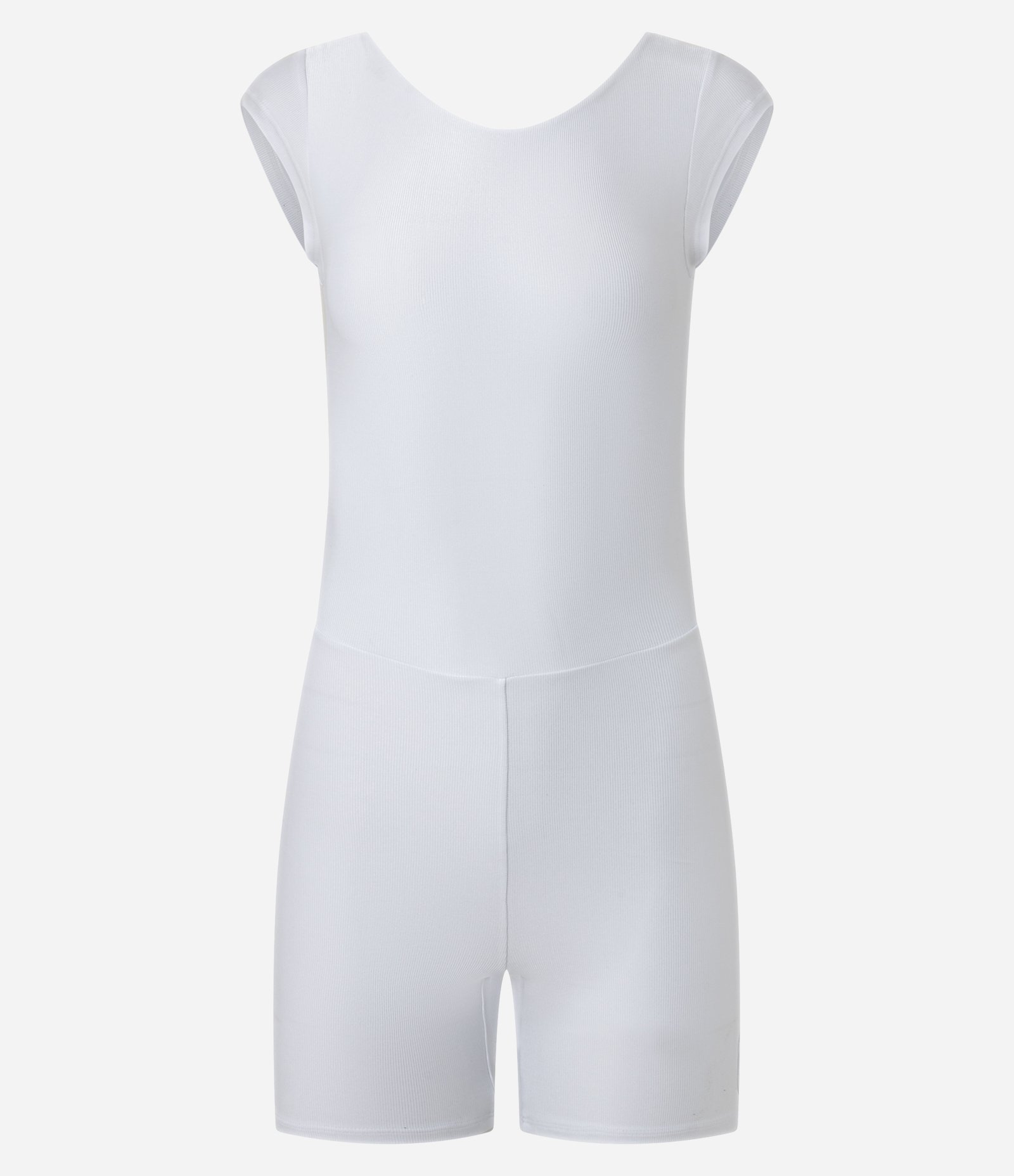 Macaquinho Esportivo em Microfibra Canelada com Abertura nas Costas Branco 4