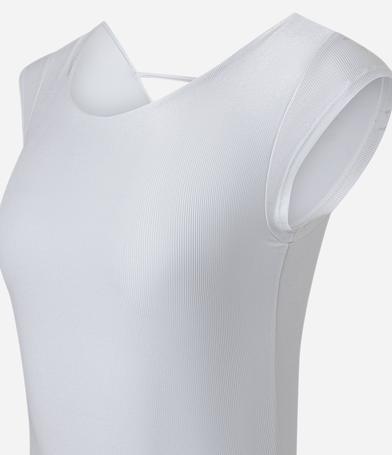 Macaquinho Esportivo em Microfibra Canelada com Abertura nas Costas Branco 5