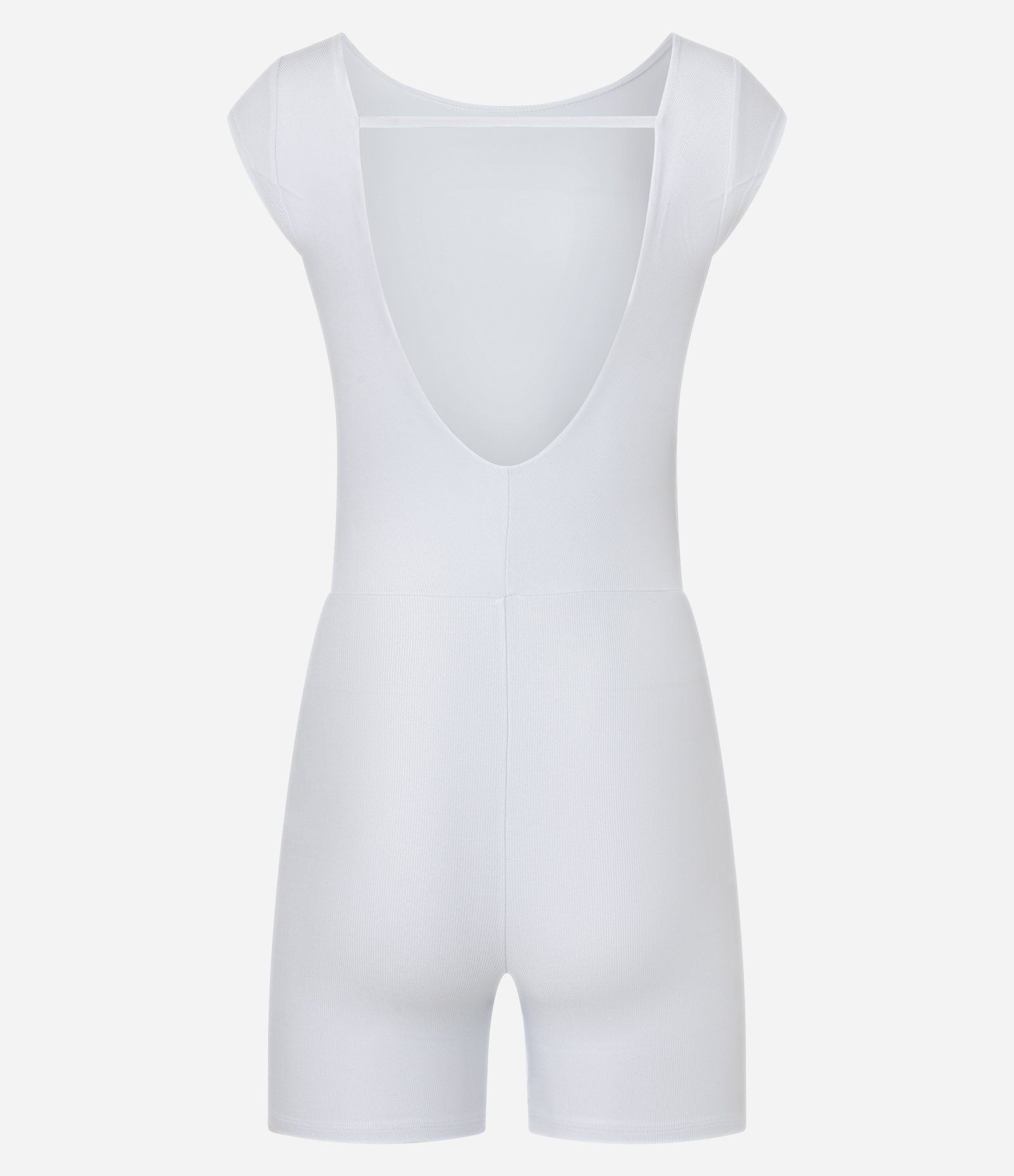 Macaquinho Esportivo em Microfibra Canelada com Abertura nas Costas Branco 7