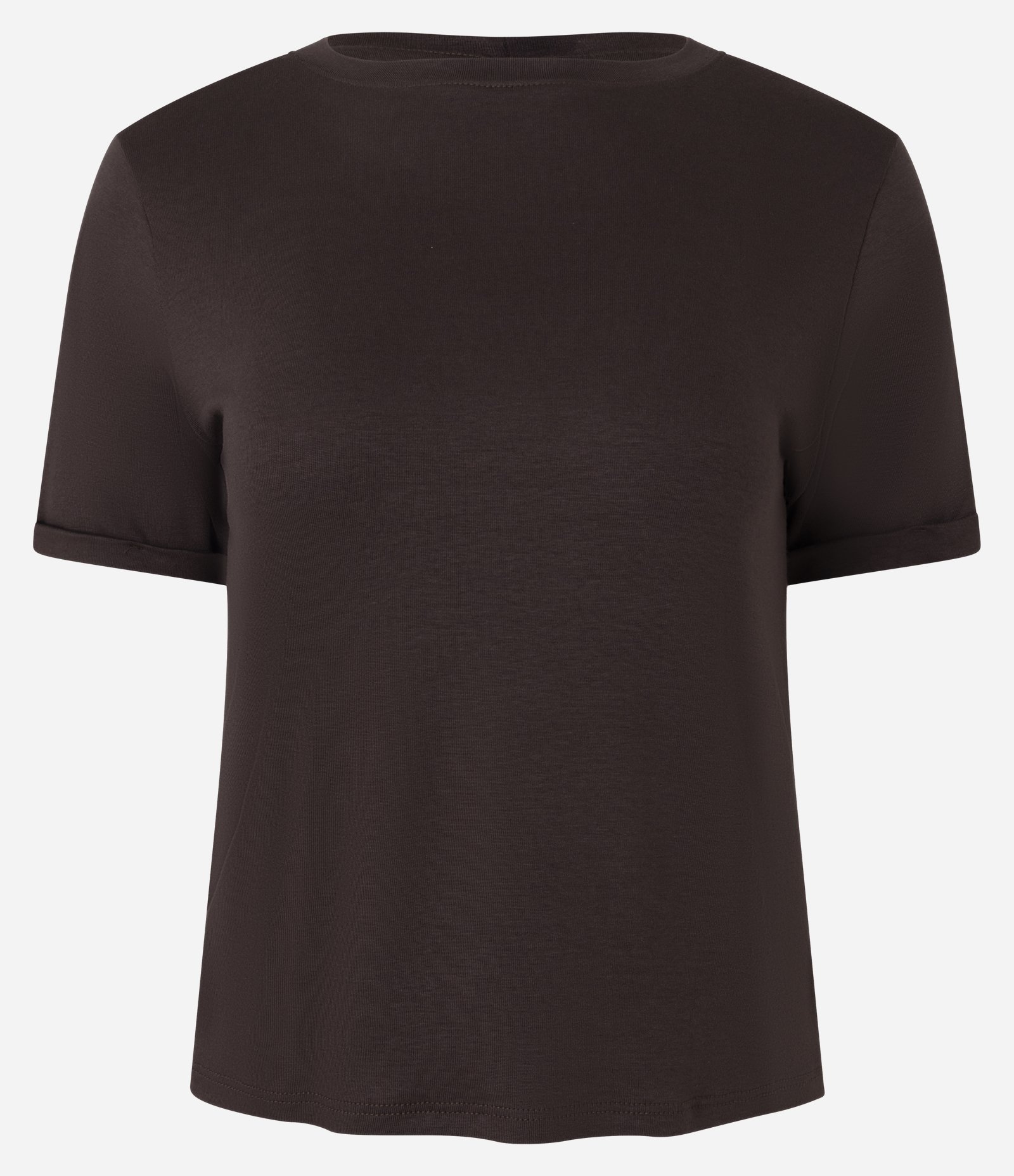 Blusa Básica em Viscose com Manga Dobrada Marrom 4